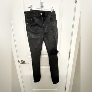 AMIRI Men’s Black Glitter Ripped Jeans 31